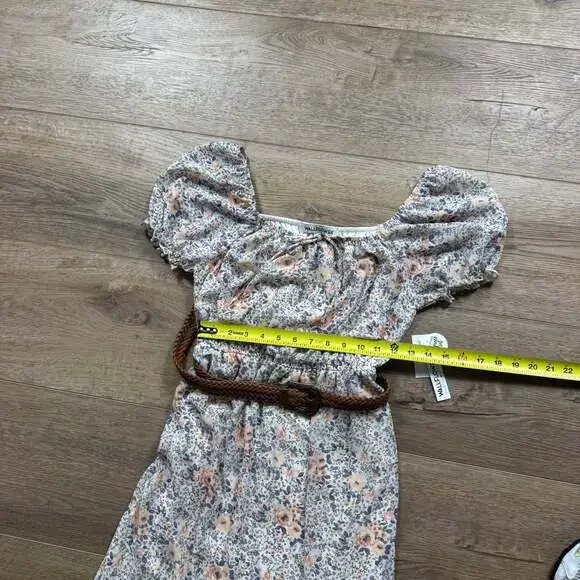 WallFlower Floral Chiffon Maxi Dress Puff Sleeve Belted Juniors Medium - Picture 6 of 9